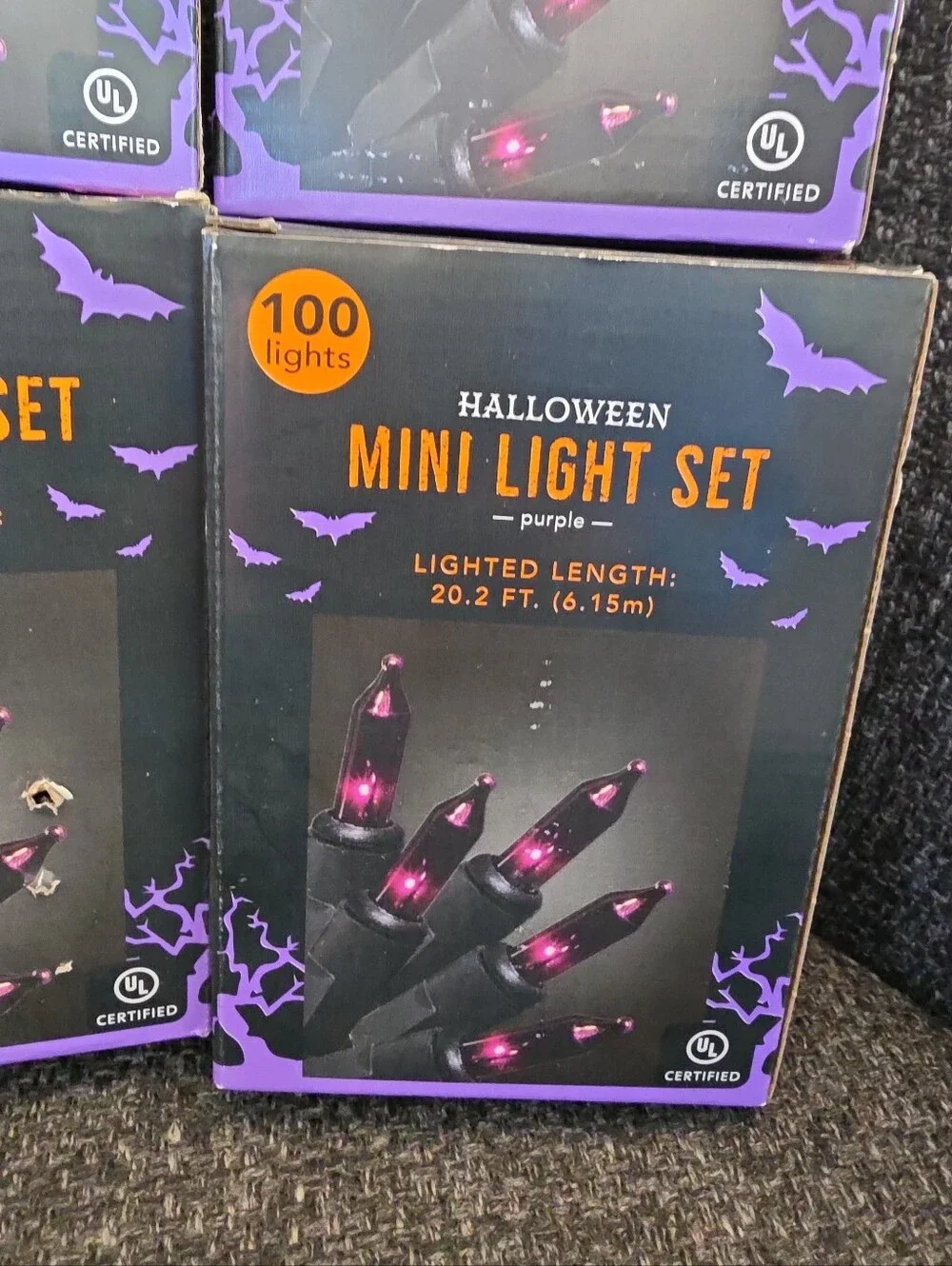 NIB 4 Boxes Of Halloween LED Mini Light Set 400 Purple Lights Total 80 Feet